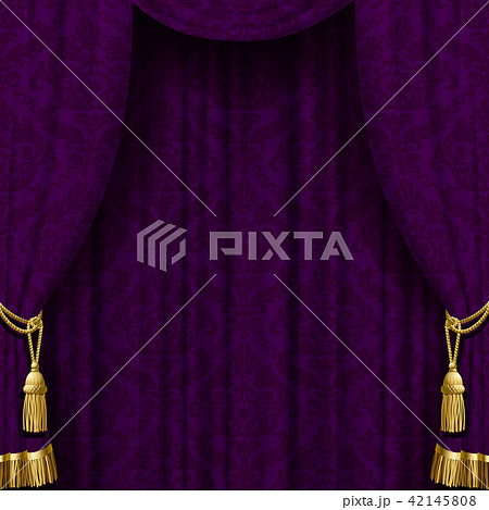 Dark violet curtain with gold tassels 42145808