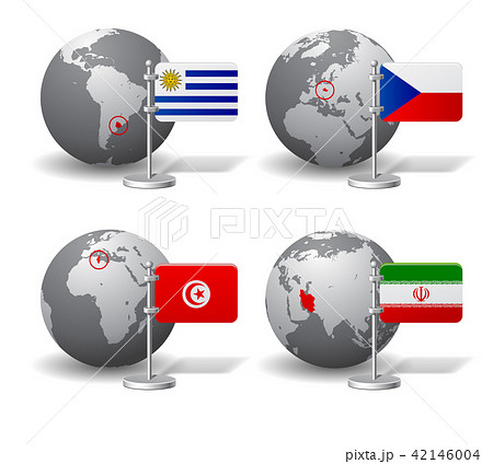 Gray Earth globes with designation of Uruguay, Cze 42146004
