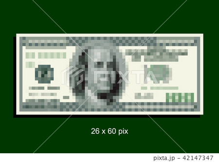 Pixel art 100 dollar bank note 42147347