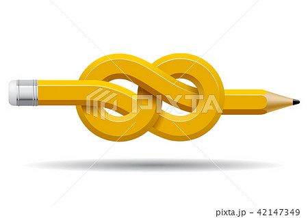 Pencil distorted and tied in a knot isolated 42147349