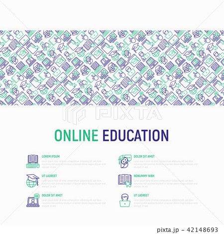 Online education concept with thin line icons Online education concept with thin line icons 42148693