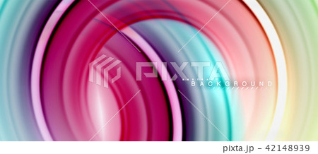 Rainbow fluid color line abstract background - swirl and circles, twisted liquid colours design 42148939