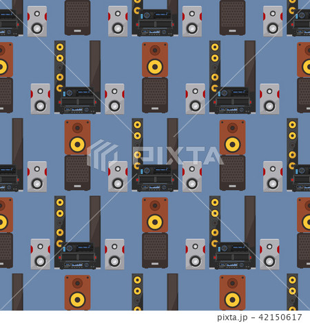 Acoustic sound system stereo flat vector seamless pattern background music loudspeakers player Acoustic sound system stereo flat vector seamless pattern background music loudspeakers player 42150617