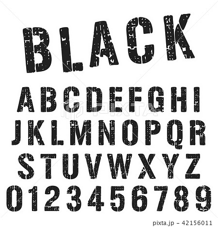 Black Stencil Alphabet Font Templateのイラスト素材