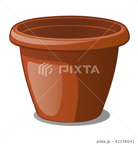 Flower pot brown color isolated on a white background. Cartoon vector close-up illustration. Flower pot brown color isolated on a white background. Cartoon vector close-up illustration. 42156041