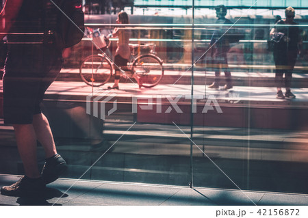 Travel concept, people walking on train station  42156872