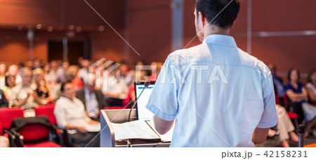 Public speaker giving talk at Business Event. Public speaker giving talk at Business Event. 42158231