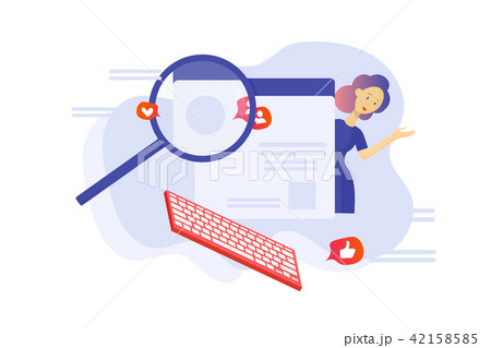 Vector flat illustration: Fact checking Communication via internet, journalist investigation, Vector flat illustration: Fact checking Communication via internet, journalist investigation, 42158585
