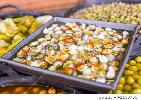 Olives stuffed with fish and anchovies 42158765
