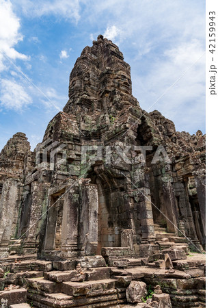 アンコールトム カンボジア シェムリアップ バイヨン寺院の写真素材