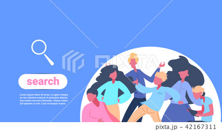 people team magnifying glass icon search concept man woman communication flat copy space horizontal people team magnifying glass icon search concept man woman communication flat copy space horizontal 42167311