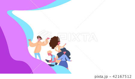 people group over colorful creative background flat full length horizontal 42167512