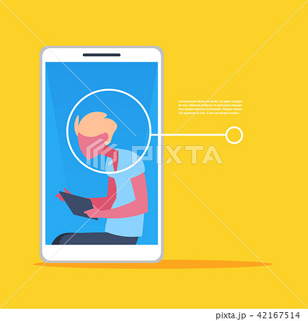 smartphone application man face identification authorization isometric copy space flat 42167514