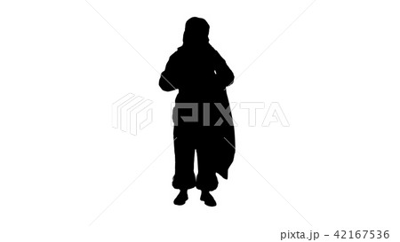 Silhouette Santa Claus with his sack of lots of presents  42167536