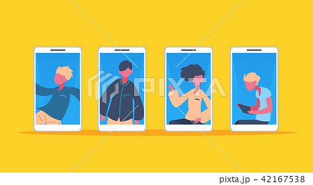 man woman face portrait mobile application diversity poses horizontal green background flat vector man woman face portrait mobile application diversity poses horizontal green background flat vector 42167538