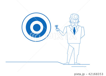 businessman arrow hitting target center of dartboard success concept on white background sketch 42168353