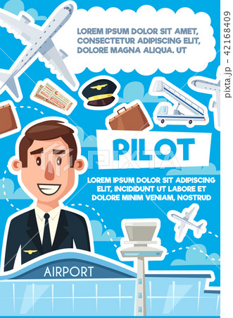 Pilot Vacancy Skillful Aviator Recruitment Posterのイラスト素材