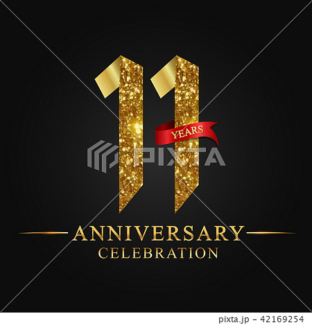 11 Years Anniversary Gold Foil のイラスト素材