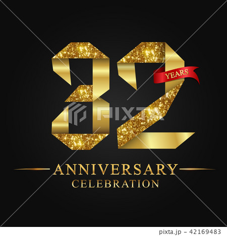 32 years anniversary gold foil. 42169483