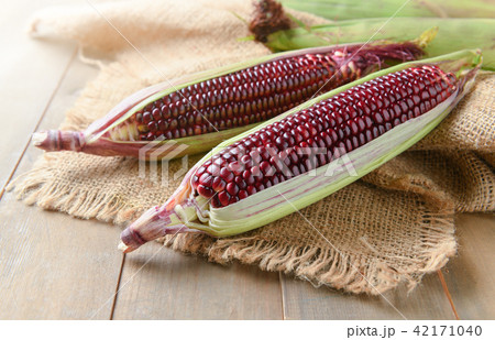 Siam Ruby Queen Corn on wood background, 42171040