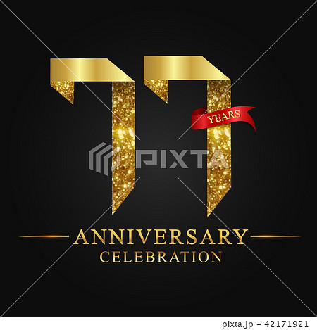 77 years anniversary gold foil. 42171921