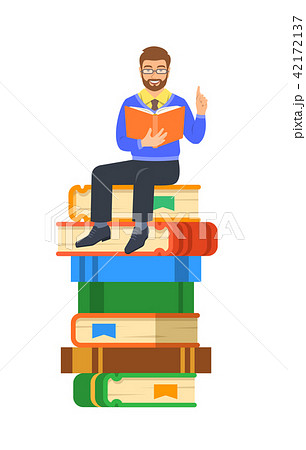Young man teacher shares knowledge with students 42172137