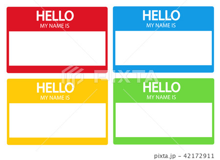 Hello, my name is introduction flat label set Hello, my name is introduction flat label set 42172911
