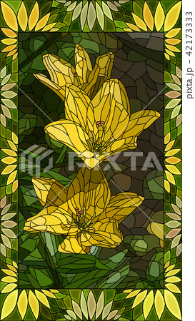 Vector illustration of mosaic yellow lilies. 42173333
