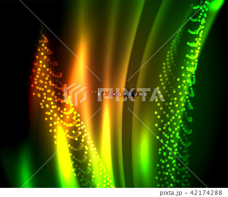 Neon glowing techno lines, hi-tech futuristic abstract background template with square shapes 42174288