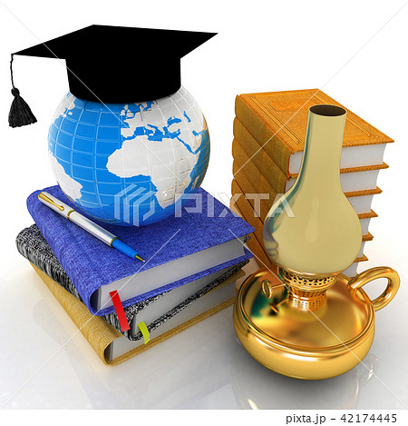 Education concept with Earth, kerosene lamp Education concept with Earth, kerosene lamp 42174445