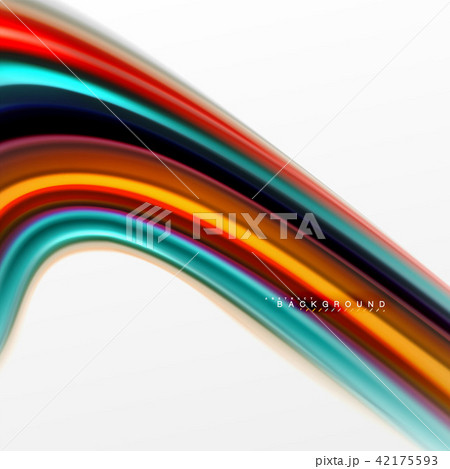 Fluid liquid mixing colors concept on light grey background, curve flow, trendy abstract layout 42175593