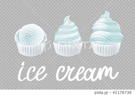 Set of Ice cream scoops milk vanilla vector Set of Ice cream scoops milk vanilla vector 42176736