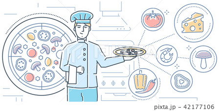 Italian food - colorful line design style illustration Italian food - colorful line design style illustration 42177106