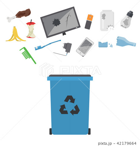 Recycling garbage vector trash bags tires management ecology industry garbage utilize concept waste 42179664