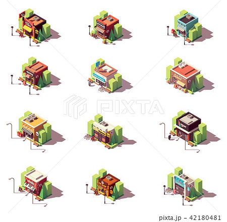 Vector isometric shops icon set Vector isometric shops icon set 42180481