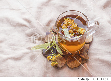 Tea with Linden. The tray on the bed 42181434