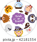 ハロウィンのかわいいモンスター トリックオアトリート 顔 丸 アイコン セット ハロウィンのかわいいモンスター トリックオアトリート 顔 丸 アイコン セット 42181554