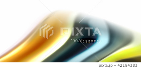 Fluid liquid mixing colors concept on light grey background, curve flow, trendy abstract layout 42184383