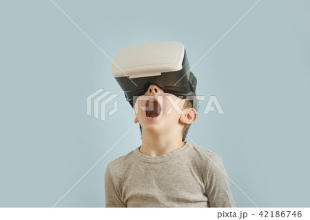 Boy with glasses of virtual reality. Open mouth 42186746