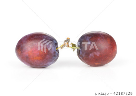 Fresh Raw vibrant plums isolated on white Fresh Raw vibrant plums isolated on white 42187229