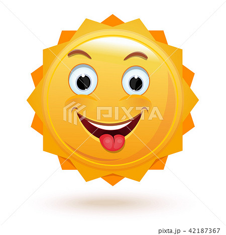 Cheerful anthropomorphic sun isolated on white 42187367