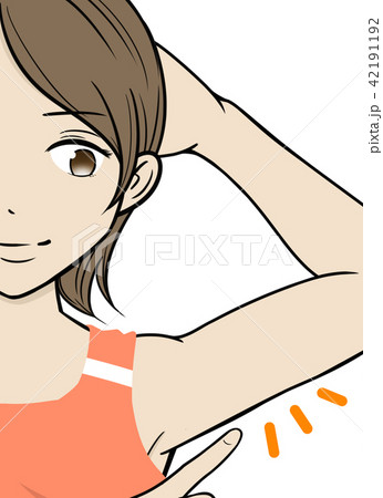 筋トレ女子 二の腕 のイラスト素材