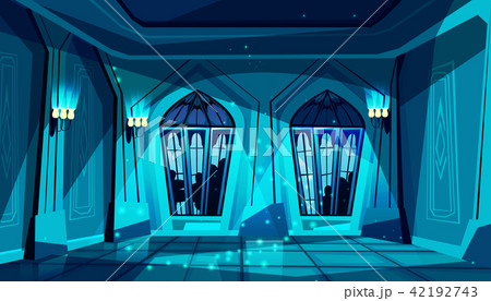 Vector castle ballroom at night, gothic hall Vector castle ballroom at night, gothic hall 42192743