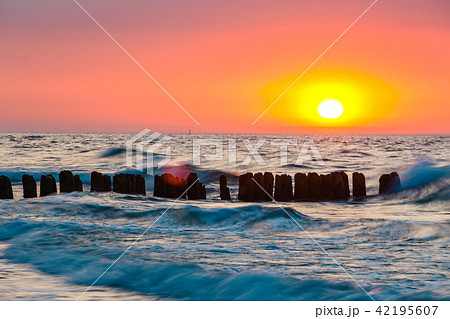 Sunset on the beach with with beautiful sky Sunset on the beach with with beautiful sky 42195607