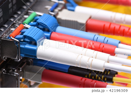 Fiber Optic cables connected to switch Fiber Optic cables connected to switch 42196309