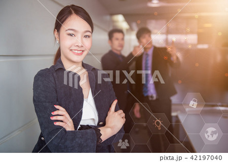 Smart businesswomen standing in office. 42197040