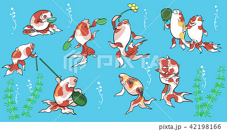 金魚の踊りの浮世絵のイラスト素材