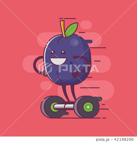 Funny Fruit Plum Character on Gyroscooter 42198200