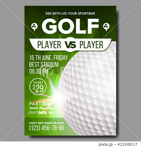 Golf Poster Vector. Sport Event Announcement. Banner Advertising. Professional League. Vertical 42200017