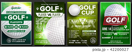 Golf Poster Set Vector. Design For Sport Bar Promotion. Golf Ball. Modern Tournament. Sport Event Golf Poster Set Vector. Design For Sport Bar Promotion. Golf Ball. Modern Tournament. Sport Event 42200027